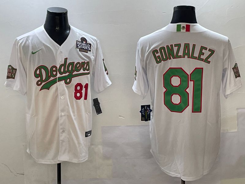 Men Los Angeles Dodgers #81 Gonzalez White Game Mexico 2025 Nike MLB Jersey style 2->los angeles dodgers->MLB Jersey